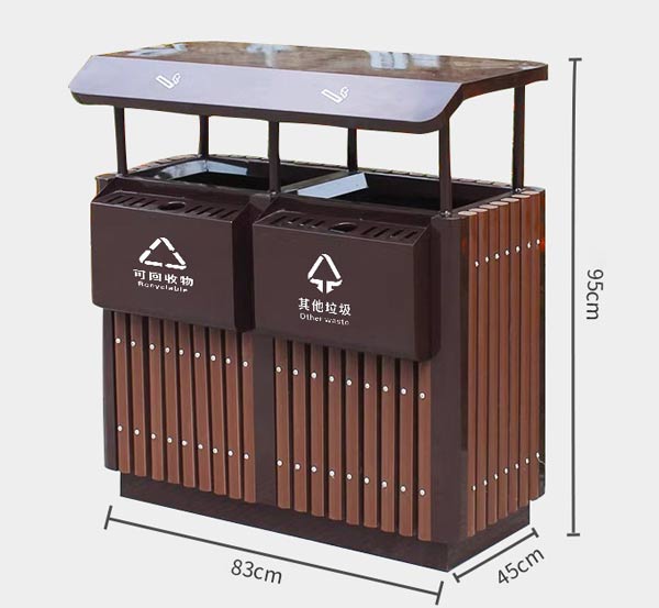 Kích thước thùng rác đôi bằng thép