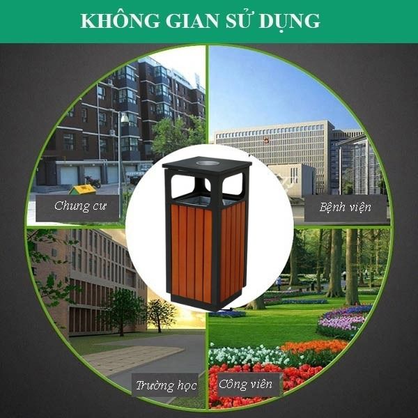 Mẫu thùng rác hợp lý dùng tại các không gian xanh