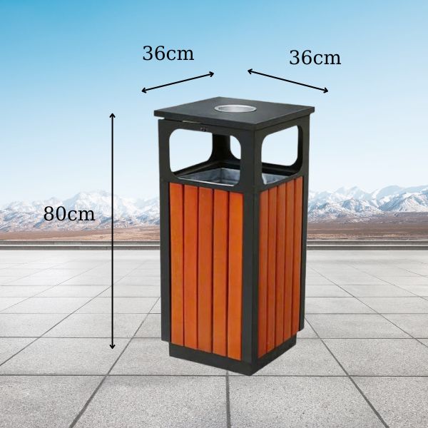 Kích thước thùng rác trụ vuông ngoài trời