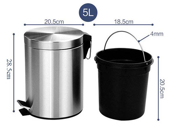 Chi tiết kích thước thùng rác đạp chân