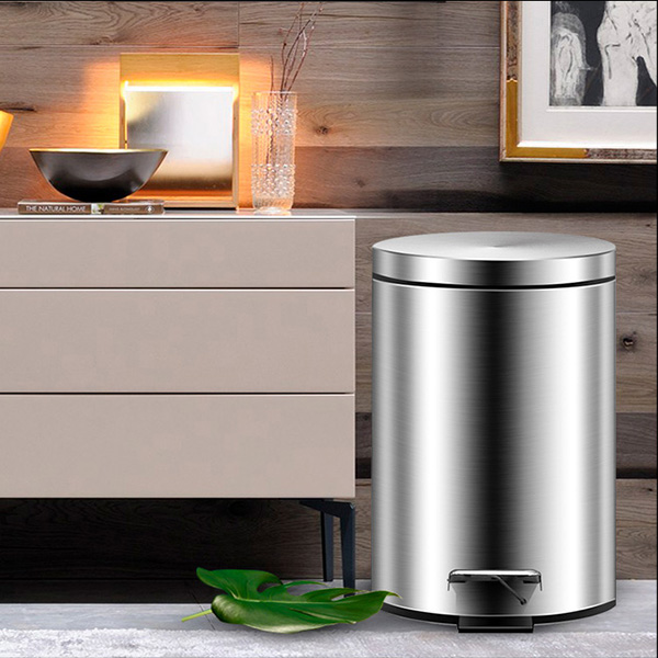 Thùng rác 8L đạp chân bằng inox trắng