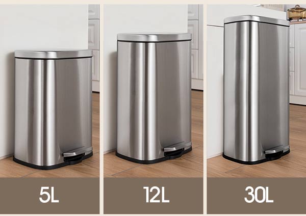 Dung tích thùng rác inox đa dạng