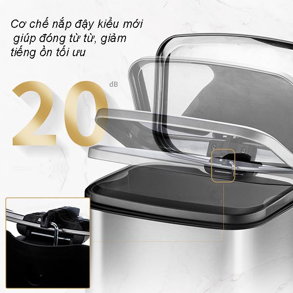 Đạp chân mở thùng rác nhẹ, ít tiếng ồn