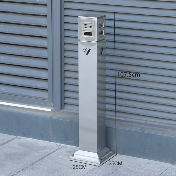 Kích thước cây gạt tàn đặt sảnh bằng inox