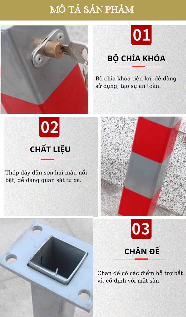 Chi tiết các đặc điểm cấu thành trụ khóa để đậu xe