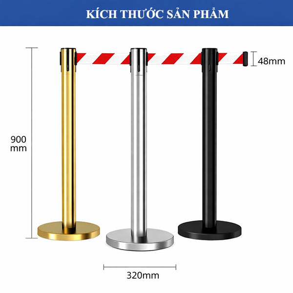 Tham khảo nhanh kích thước cột chắn dây trắng kẻ đỏ