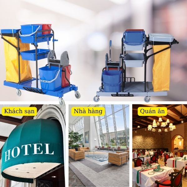 Mẫu xe dọn vệ sinh phù hợp với nhiều không gian sử dụng