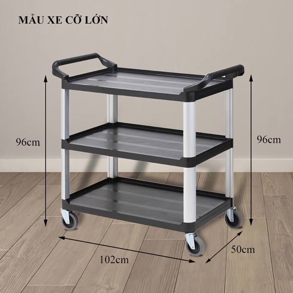 Kích thước xe đẩy khi chưa kèm phụ kiện khay, thùng treo khung