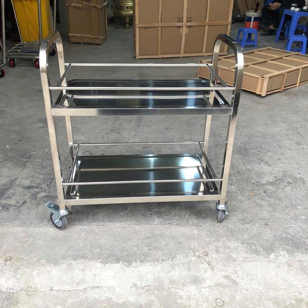 Hình ảnh xe đẩy 2 tầng bằng inox của Paloca