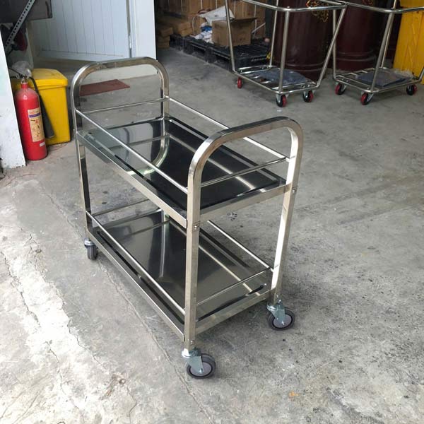 Hình ảnh xe đẩy 2 tầng bằng inox của Paloca