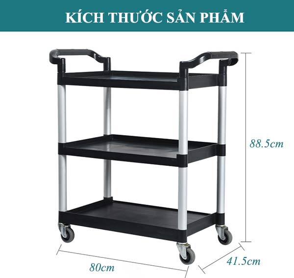 Mẫu xe đẩy 3 tầng bằng nhựa có 2 kích thước