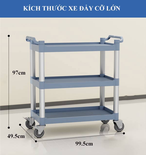 Chi tiết kích thước xe đẩy đa năng 3 tầng