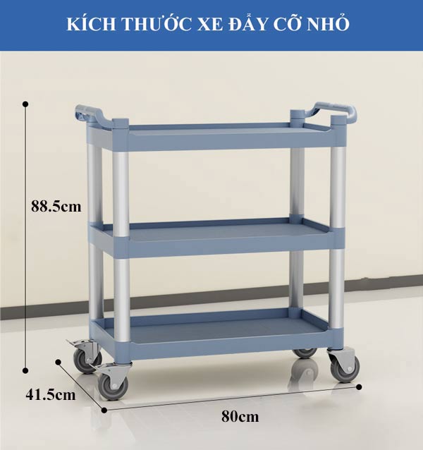 Chi tiết kích thước xe đẩy đa năng 3 tầng