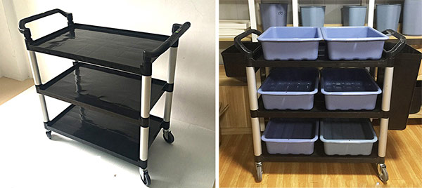 Trang bị thêm xô và khay thu dọn ở khung xe