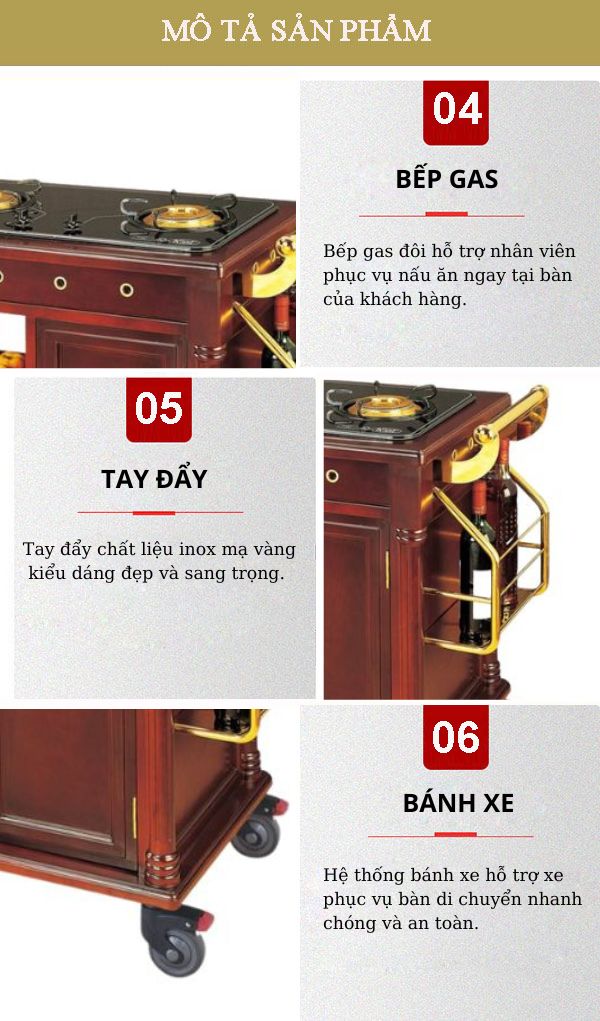 Khám phá các đặc điểm cấu thành xe đẩy phục vụ