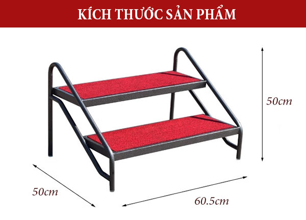 Chi tiết kích thước bục lên sân khấu 2 bậc thang