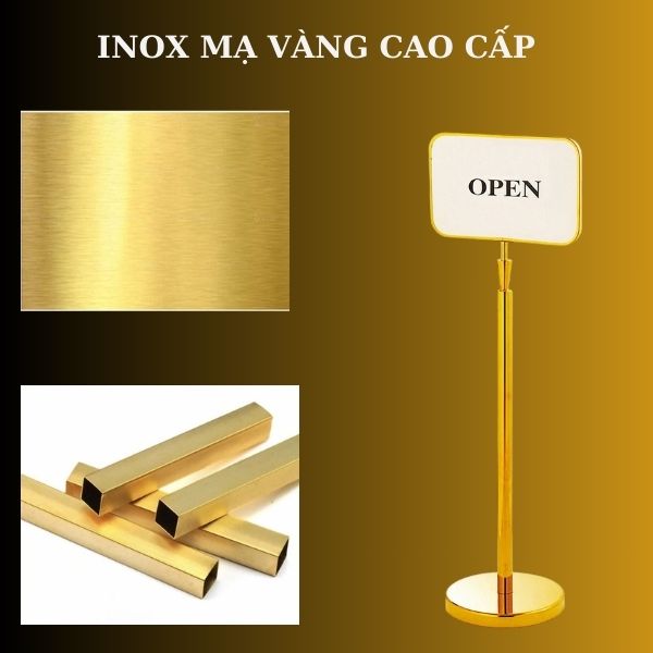 Khung viền bảng hướng dẫn làm bằng inox mạ vàng