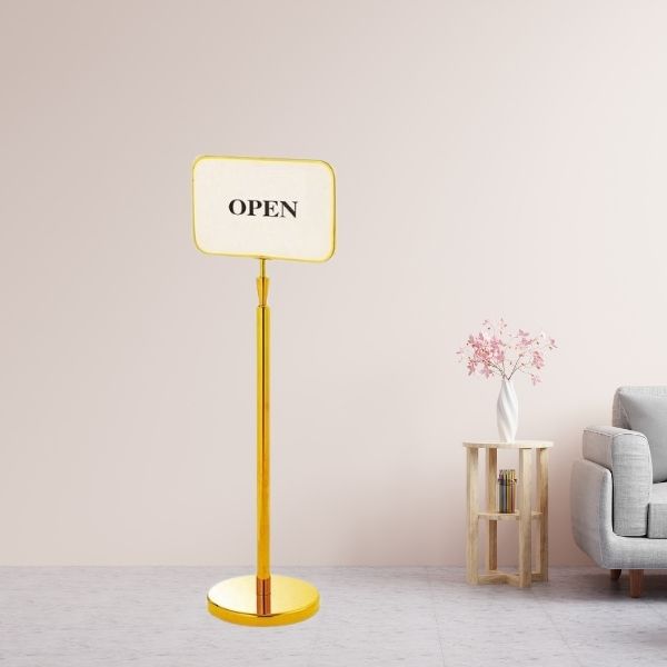 Mẫu bảng chỉ dẫn sự kiện làm bằng inox mạ vàng