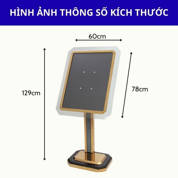 Kích thước bảng menu khung inox mạ đồng