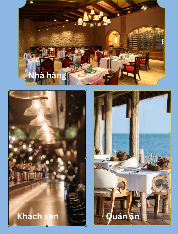 Không gian nên sử dụng bảng chào, bảng menu