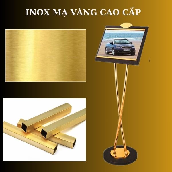Bảng menu sản xuất với chất liệu chính là inox mạ vàng