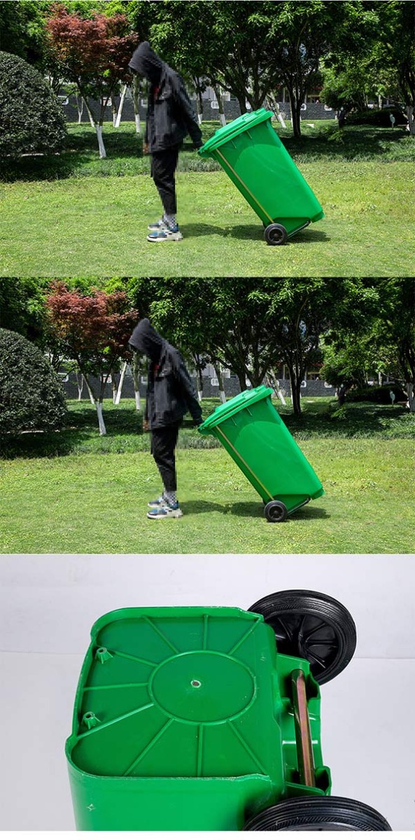 Bánh xe hỗ trợ việc di chuyển thùng rác công cộng