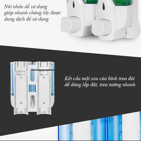 Đặc điểm thiết kế bình đôi đựng dầu gội sữa tắm bằng nhựa