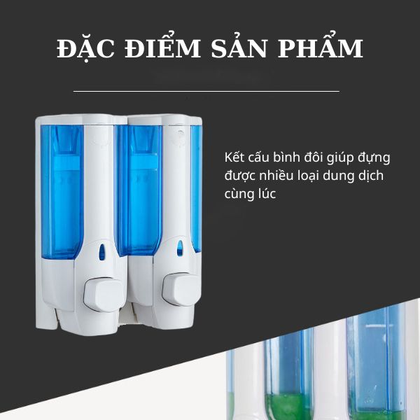 Đặc điểm thiết kế bình đôi đựng dầu gội sữa tắm bằng nhựa