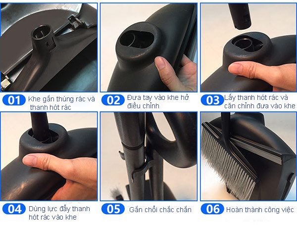 Hướng dẫn lắp đặt bộ chổi đi kèm hót rác