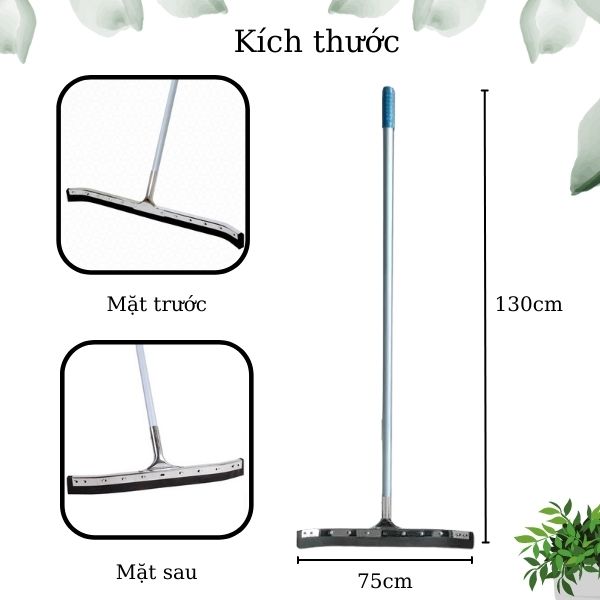 Kích thước cây gạt sàn nhà ướt lưỡi cao su cong