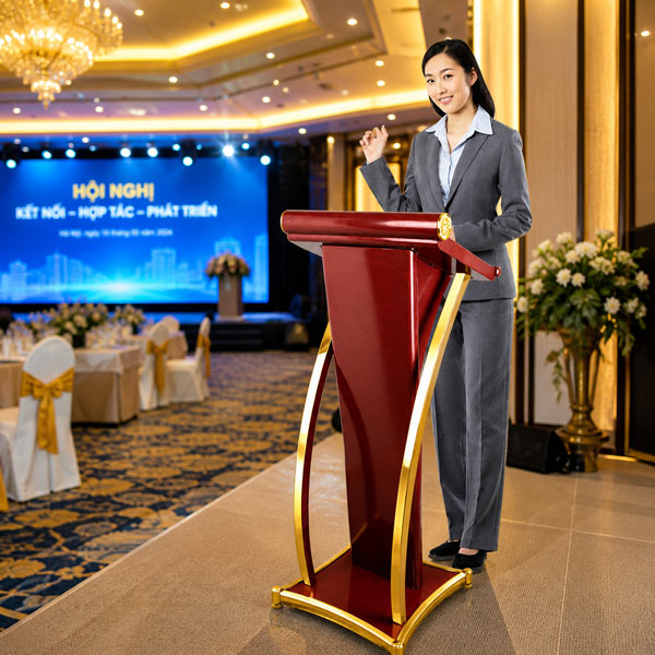 Bục đứng phát biểu tạo sự sang trọng cho không gian hội nghị