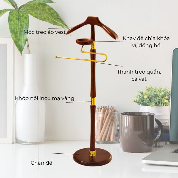 Tham khảo từng bộ phận cấu thành cây treo đồ suite, áo khoác