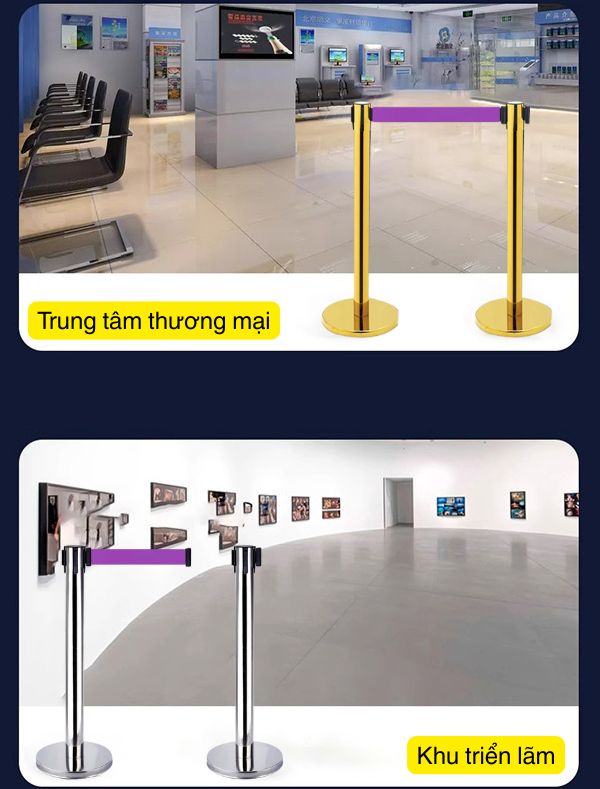 Cột chắn dây kéo căng được sử dụng ở nhiều không gian
