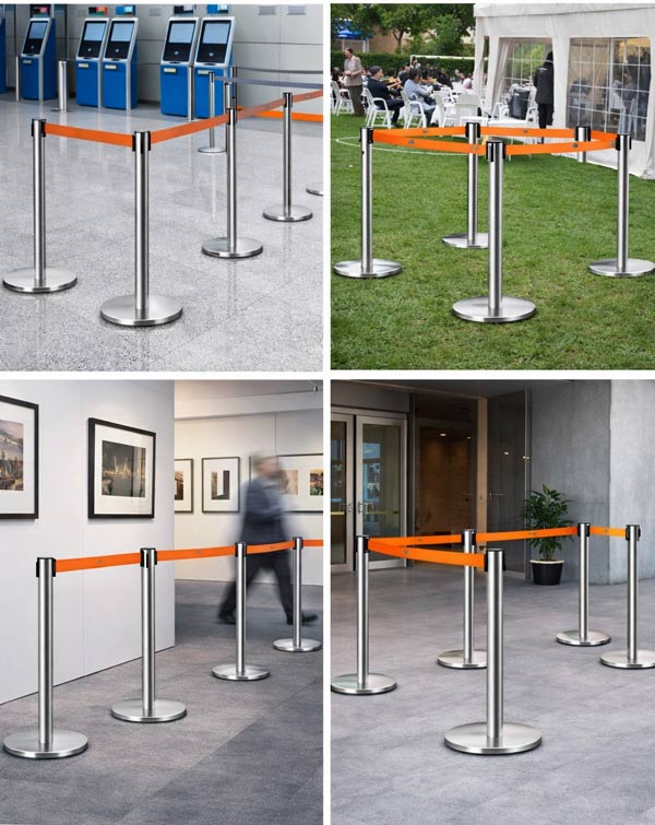 Cột chắn dây kéo màu cam dùng ở nhiều nơi