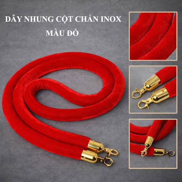 Mẫu dây nhung đỏ dùng cho cột chắn dây trùng