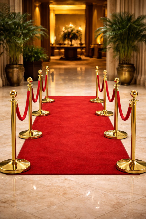 Cột chắn dây nhung đỏ luôn khiến không gian sang trọng hơn