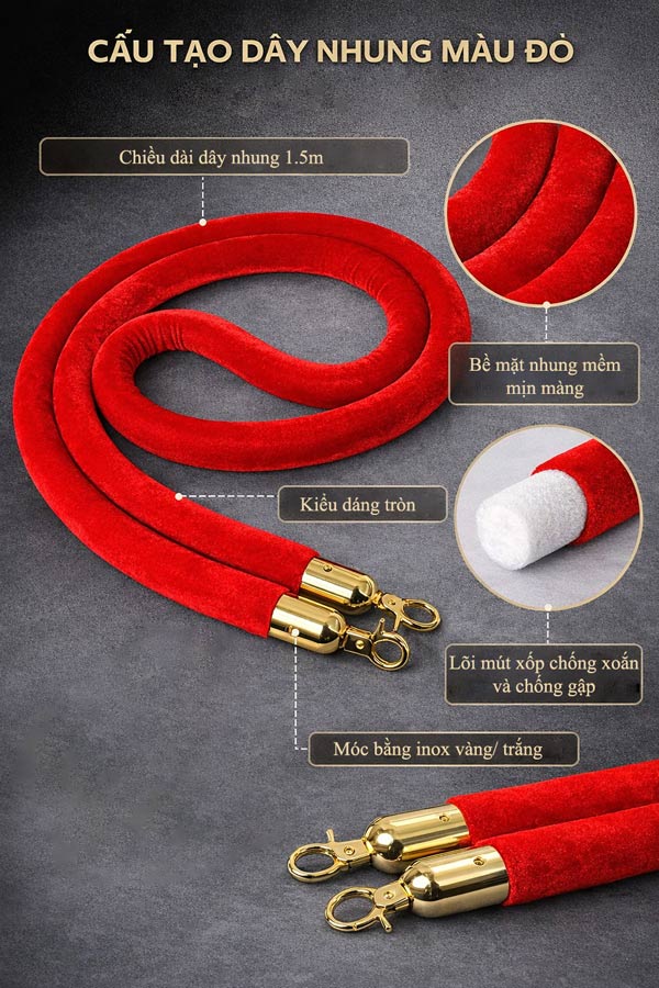 Đặc điểm thiết kế dây nhung dành cho cột chắn