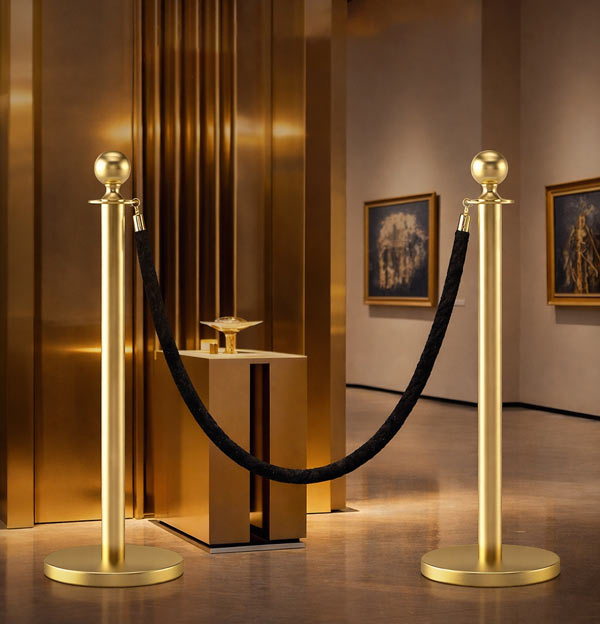 Với hỗ trợ của móc inox, dây nhung dễ dàng gắn lên thân trụ chắn