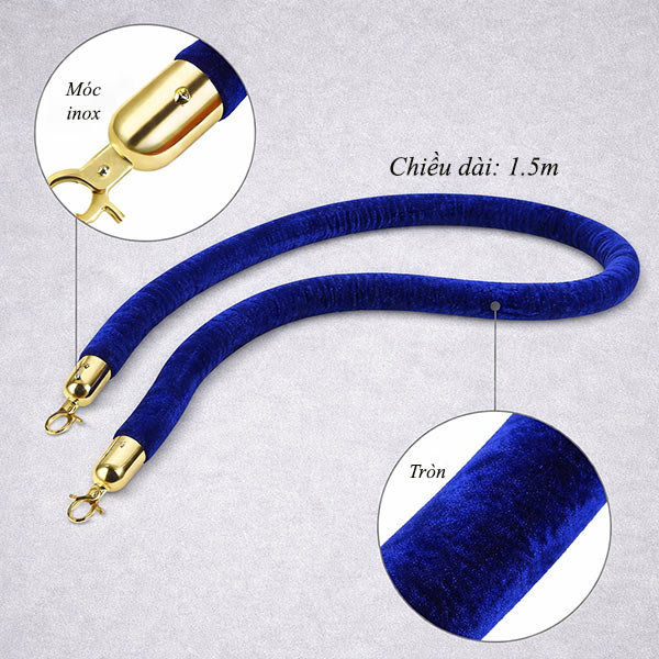 Cấu tao dây nhung cột chắn màu xanh biển khá đơn giản