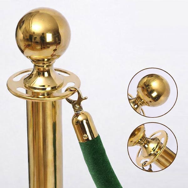 Đầu inox dây nhung dễ dàng kết nối với trụ chắn