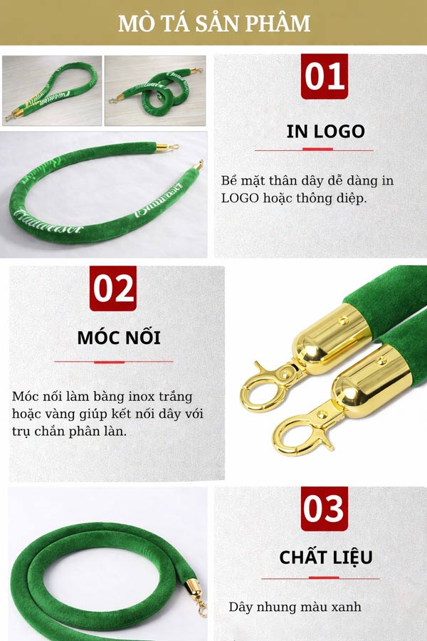 Chi tiết đặc điểm thiết kế dây nhung trụ chắn