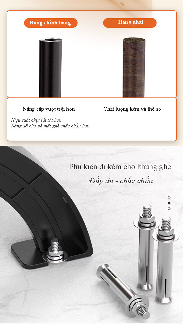 Khung ghế chất liệu tốt còn đi kèm nhiều phụ kiện lắp ghế công viên