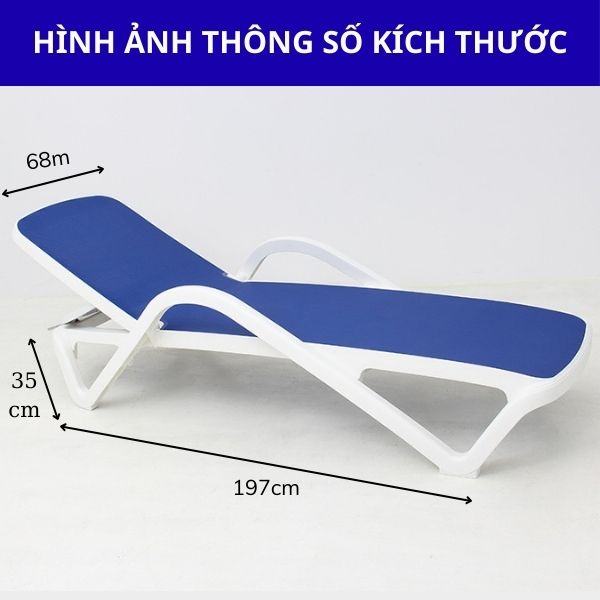 Kích thước ghế hồ bơi - ghế tắm nắng bể bơi