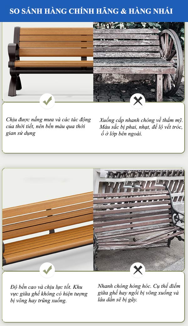 Sự khác biệt của ghế công viên chính hãng và hàng nhái