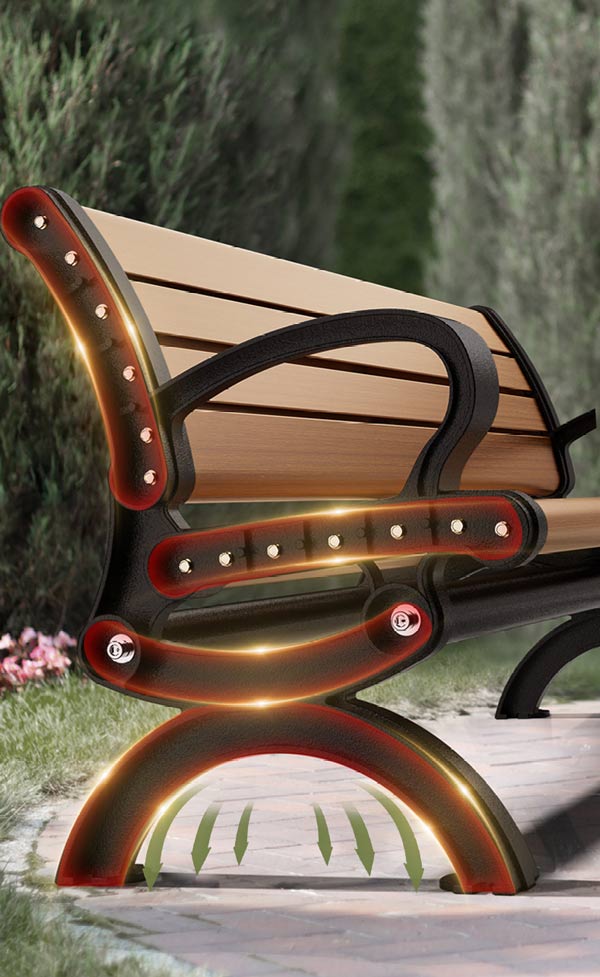 Thiết kế ghế chắc chắn, lại có thêm tay vịn 2 đầu