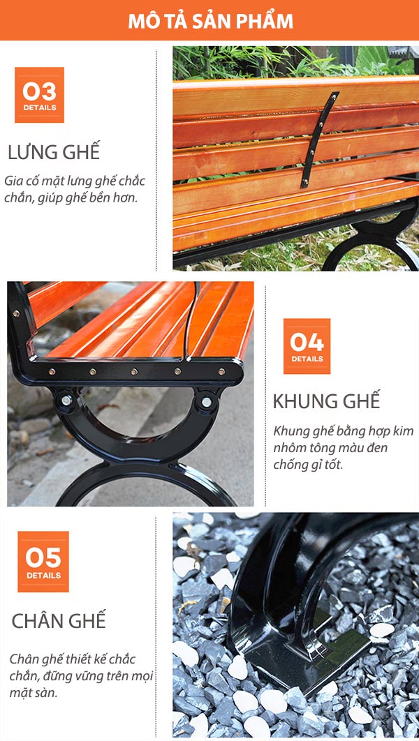 Đặc điểm thiết kế ghế công viên gỗ nhựa