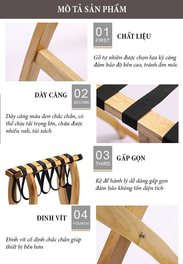 Tham khảo đặc điểm thiết kế giá đỡ hành lý, vali khách sạn