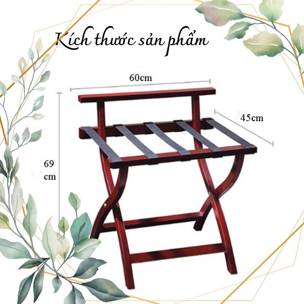 Chi tiết kích thước kệ để vali bằng gỗ