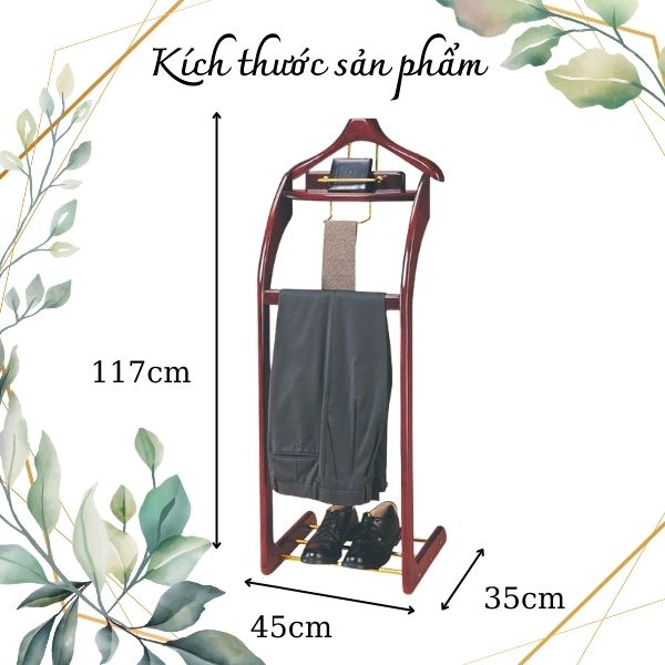 Chi tiết kích thước giá gỗ treo quần áo vest