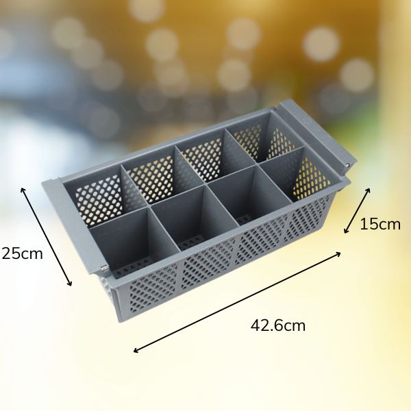 Chi tiết kích thước giỏ nhựa đựng đũa thìa, dao dĩa nhà hàng